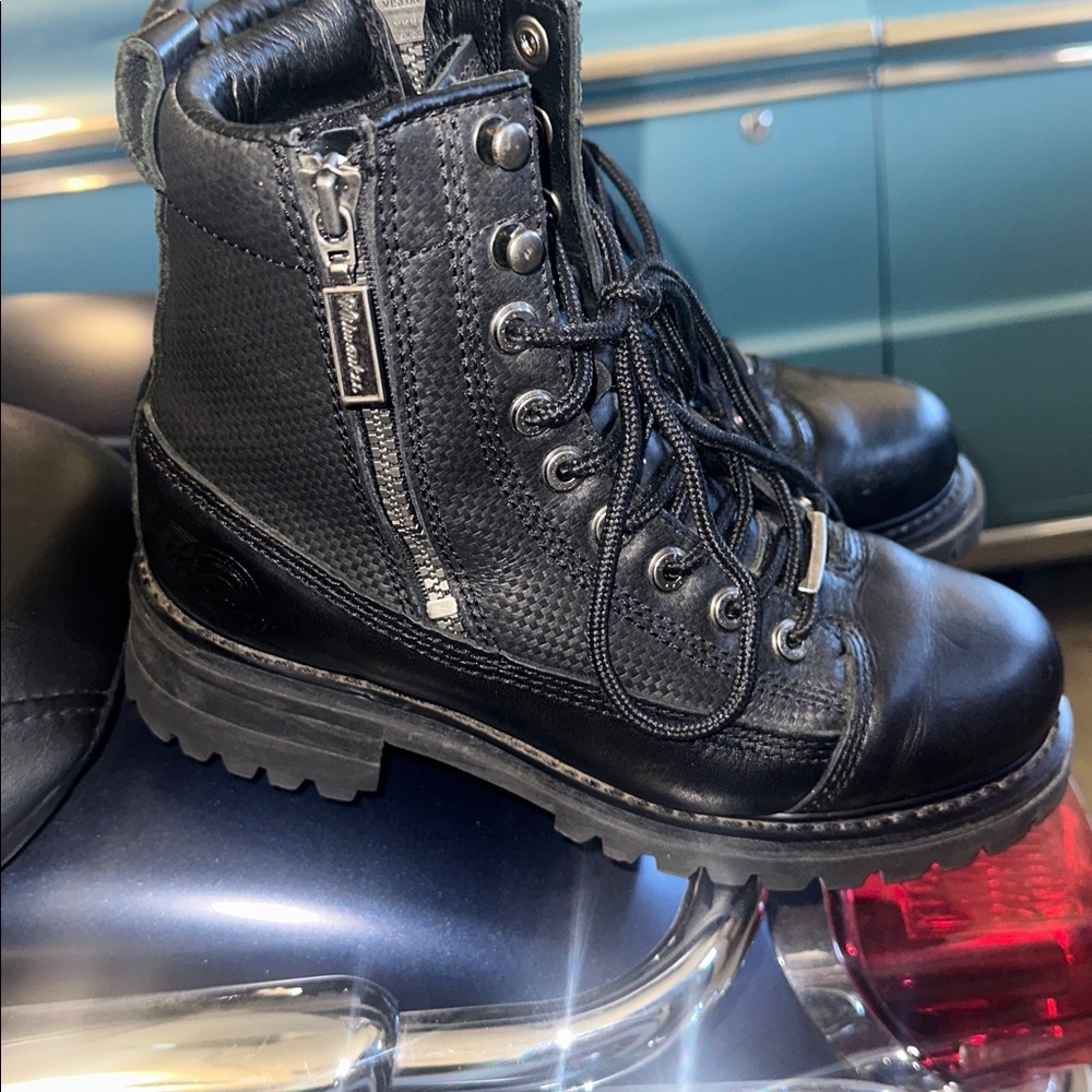 Women’s Milwaukee Black Leather Motorcycle Combat Boots